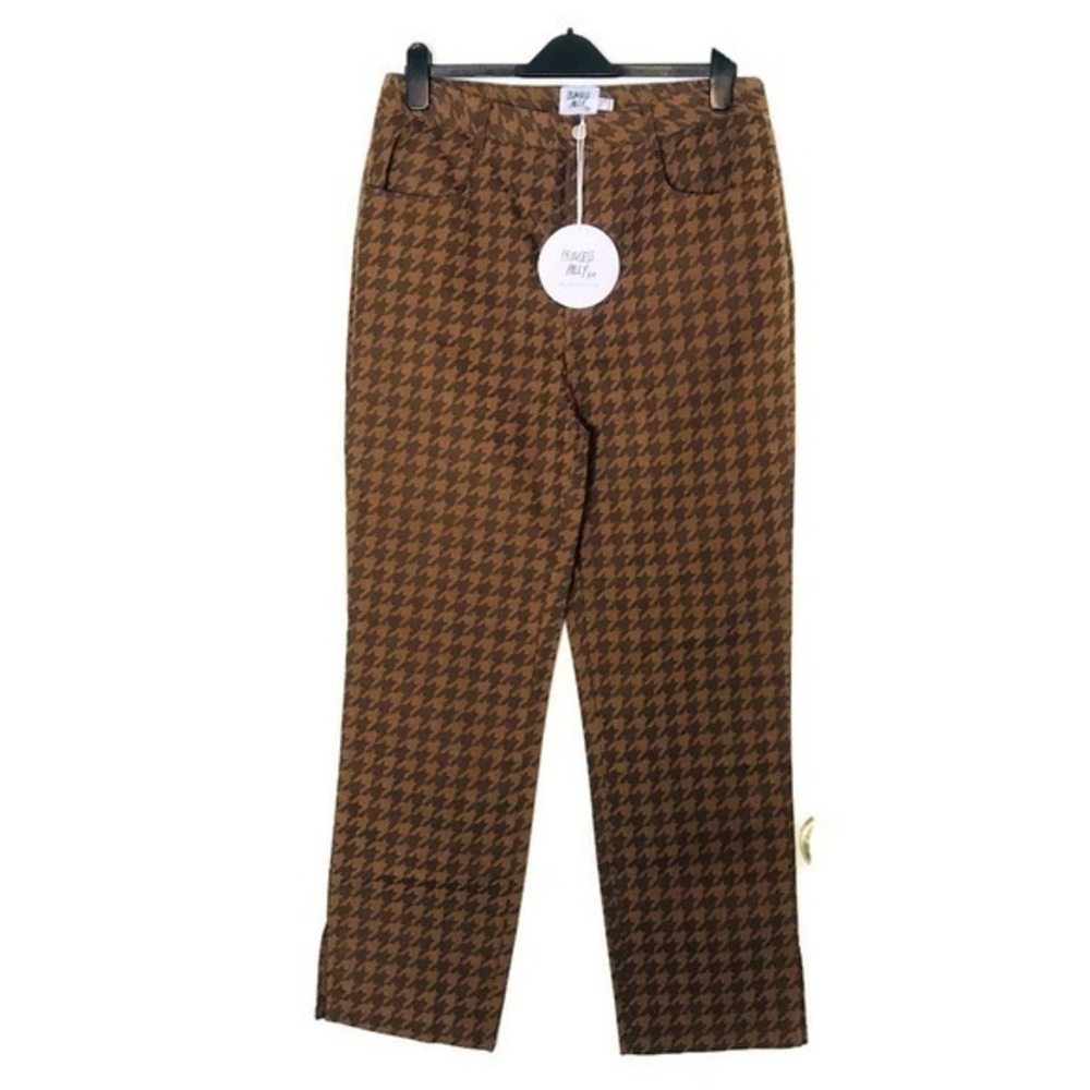 NWT Princess Polly brown Houndstooth Print Mary Pants Women’s size 12 31 Large